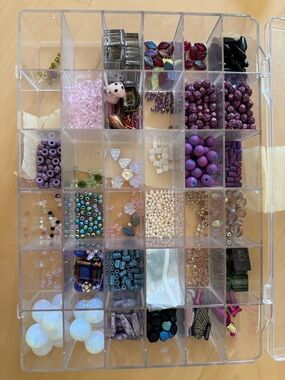 Clear Plastic Compartment Organizer - Purple Bead Storage